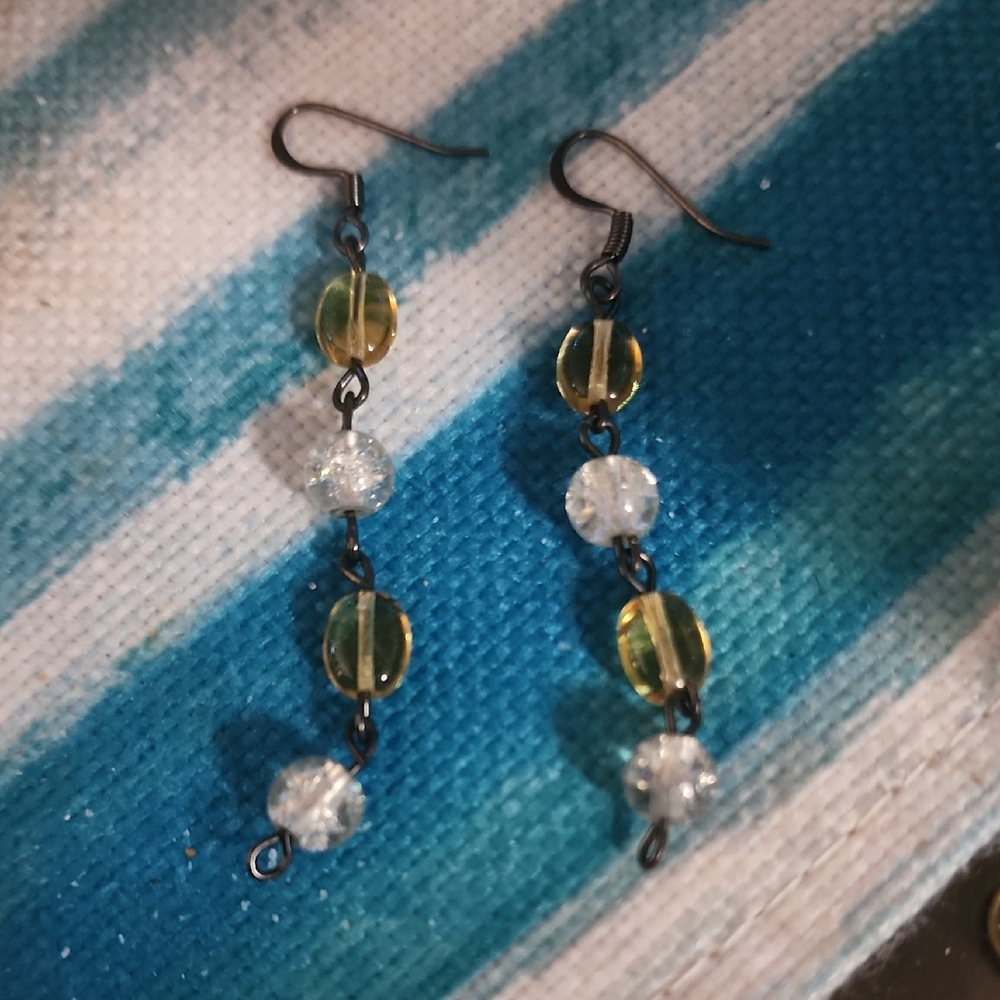 Elegant Yellow and Clear Beaded Earrings